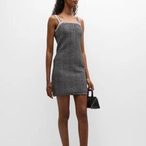 NWT PAOLA BERNARDI Dina Sleeveless Square-Neck Tweed Mini Dress - Size Medium